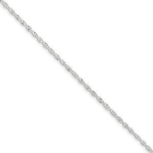 Sterling Silver 1.5mm Adjustable Singapore Anklet, 9-10-Inch